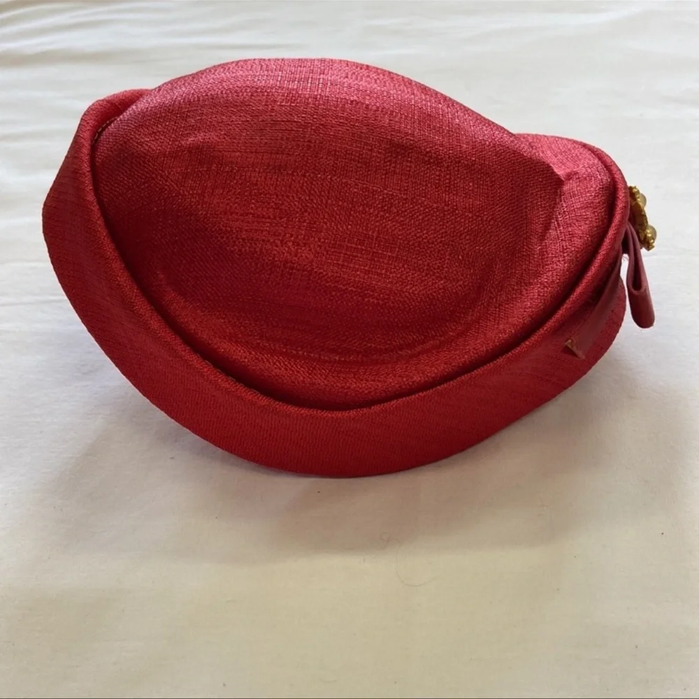 Vintage Hat Rhinestones Shimmer Red‎ Bow